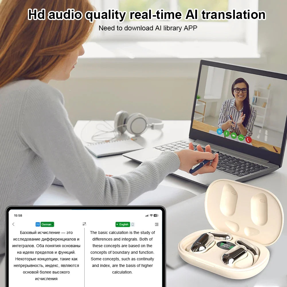 Revolutionary 3-In-1 AI Translator Earbuds - Instant Voice Translation in 144 Languages with Noise Cancelling and Bluetooth 5.3 Technology